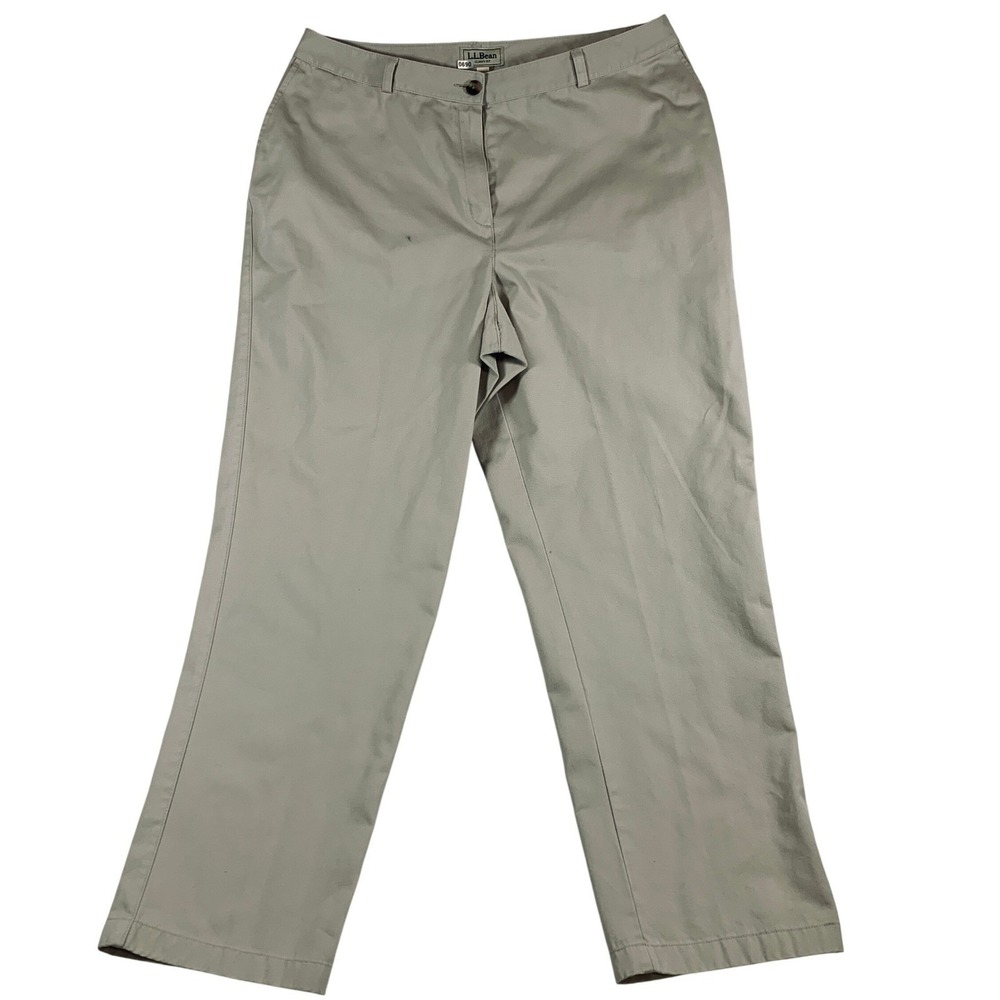 L.L. Bean Curvy Fit Women's Size 20 M/Tall Beige High Waist Cotton Twill Pants‎